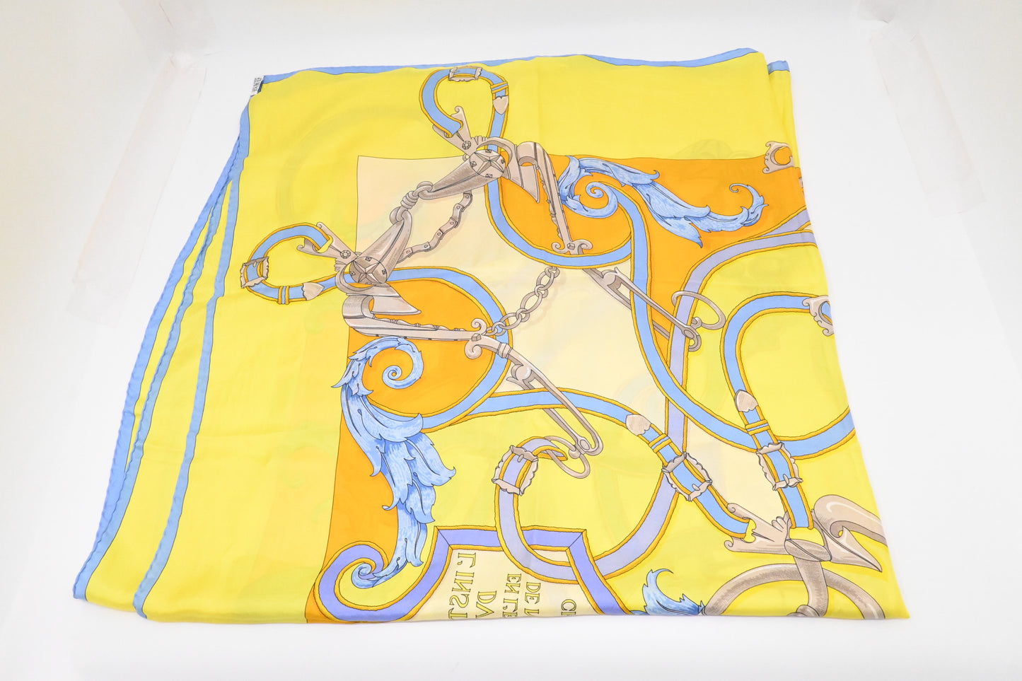 Hermes 'L'Instruction du Roy' Carre 140 in Yellow Silk