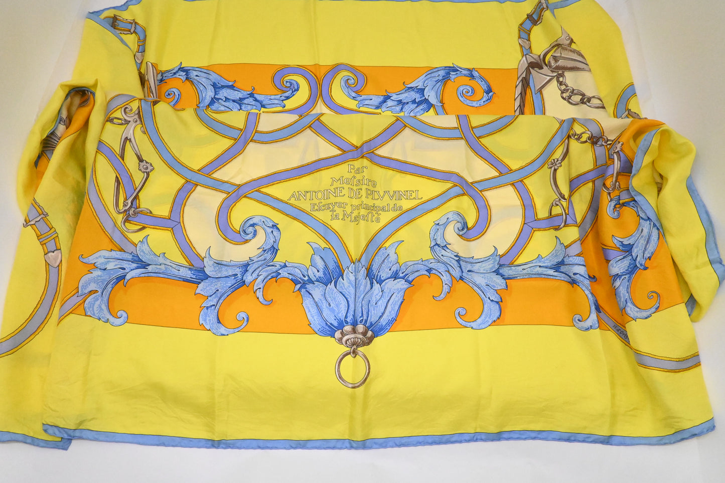 Hermes 'L'Instruction du Roy' Carre 140 in Yellow Silk