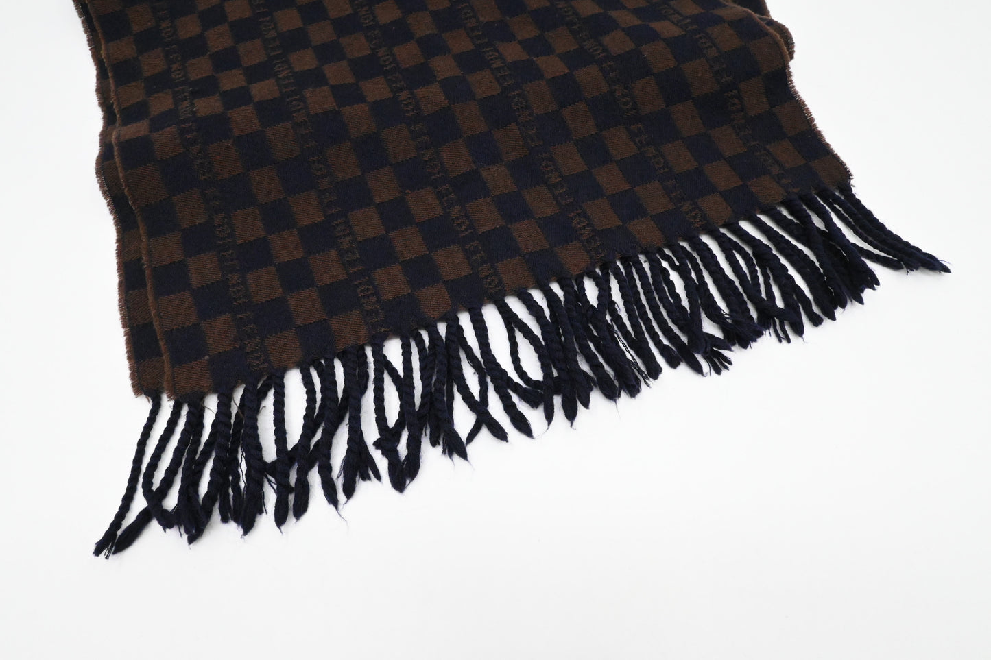 Fendi Scarf in Brown and Navy Wool