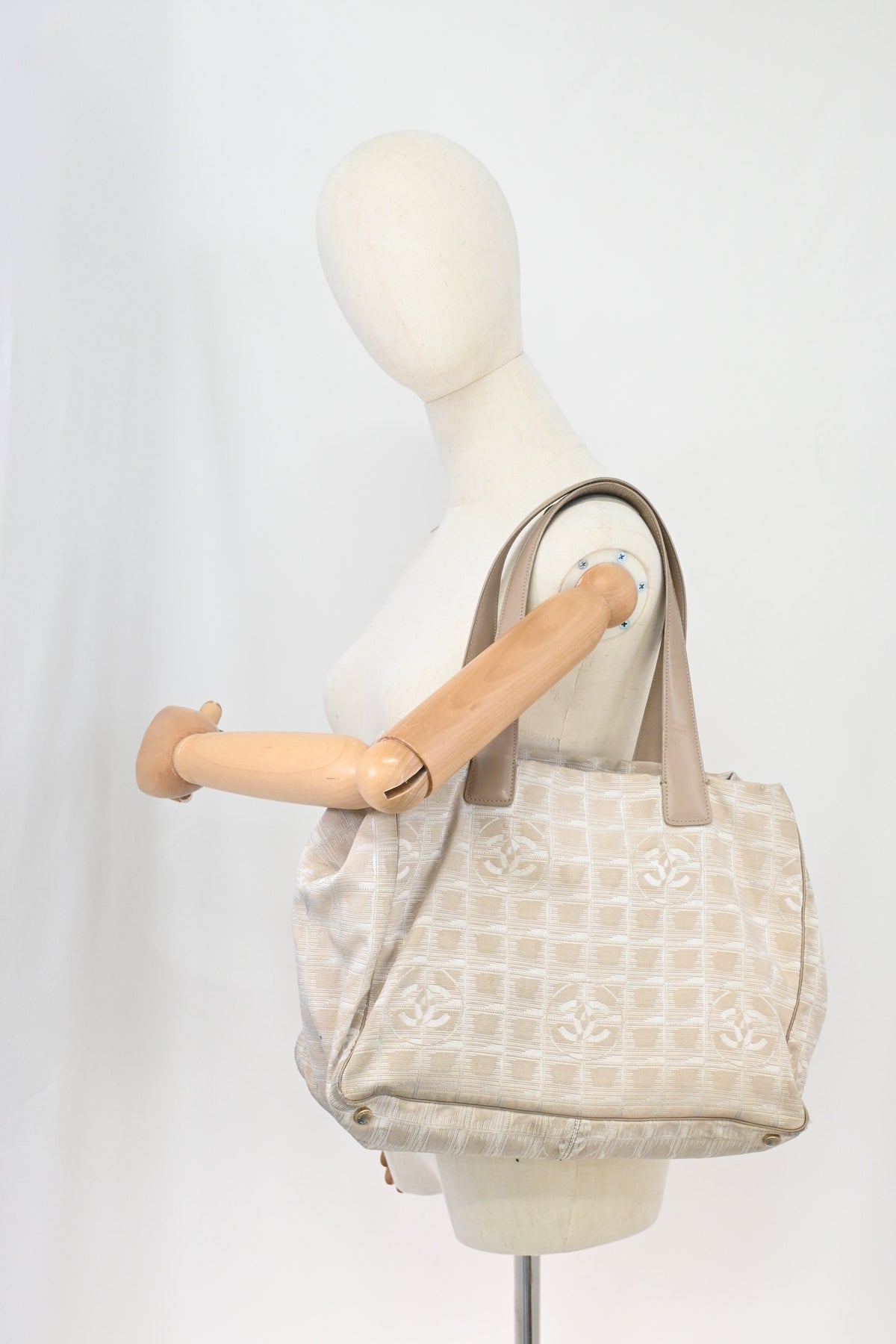 Chanel New Travel Line Tote in Beige Canvas