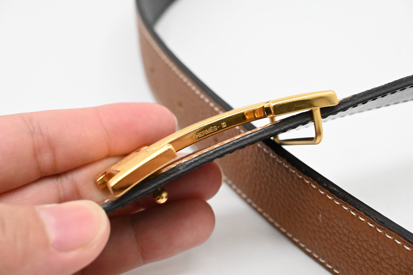 Hermes Reversible Constance Belt 90/34 in Brown Leather