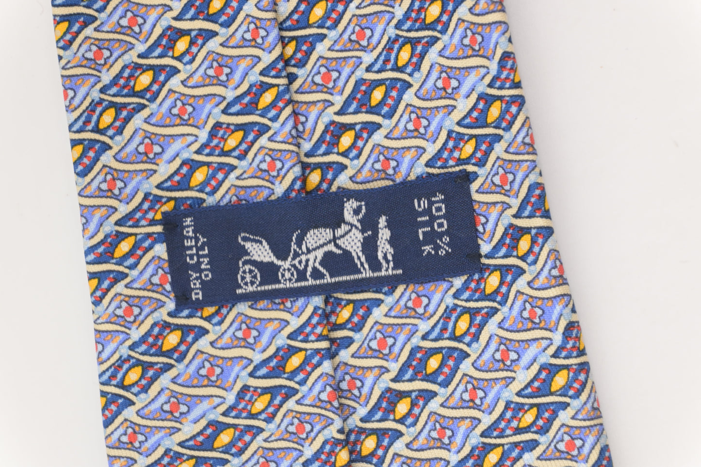 Hermes Tie in Blue Multicolor Silk