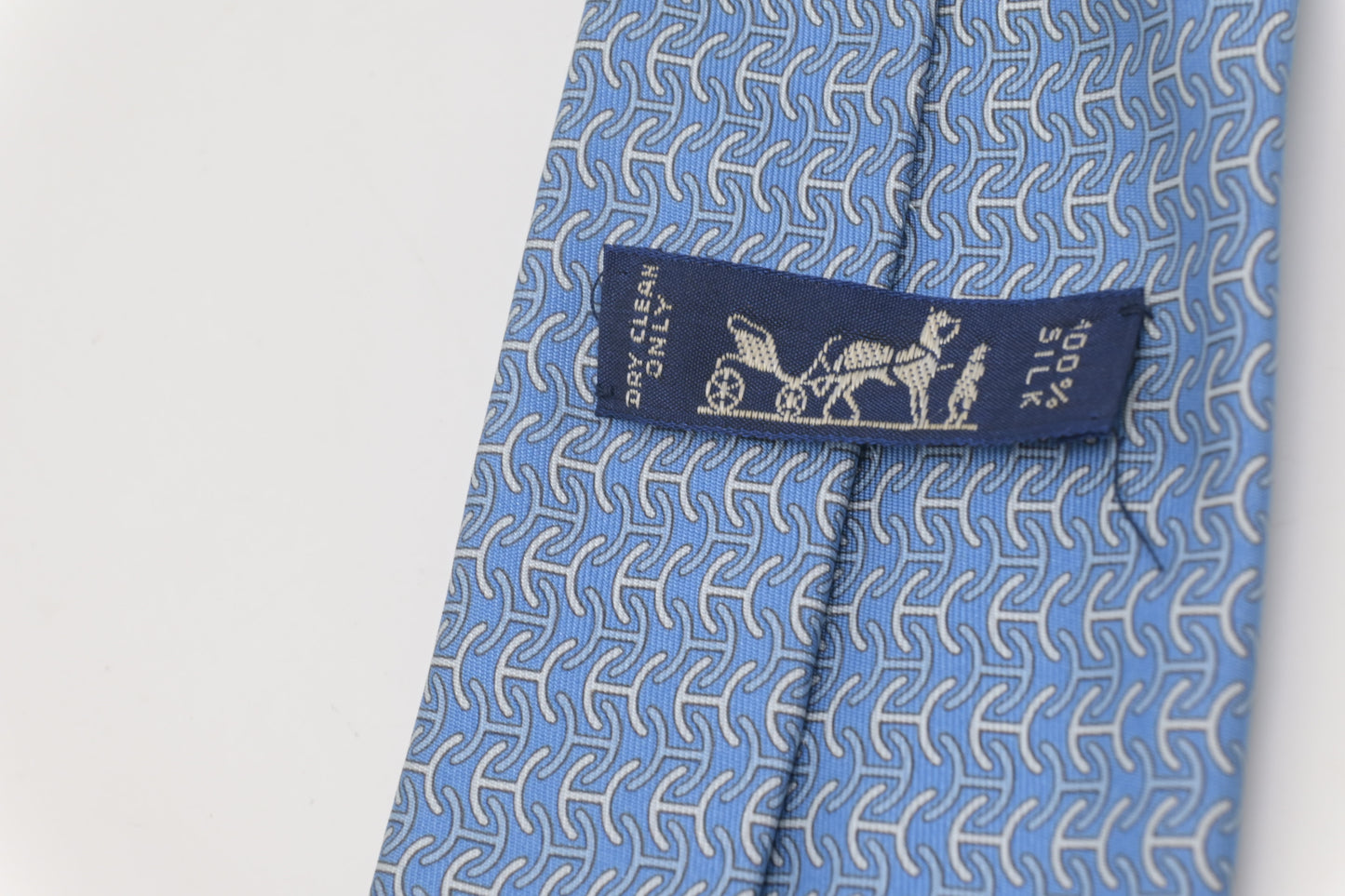 Hermes Tie in Light Blue Silk