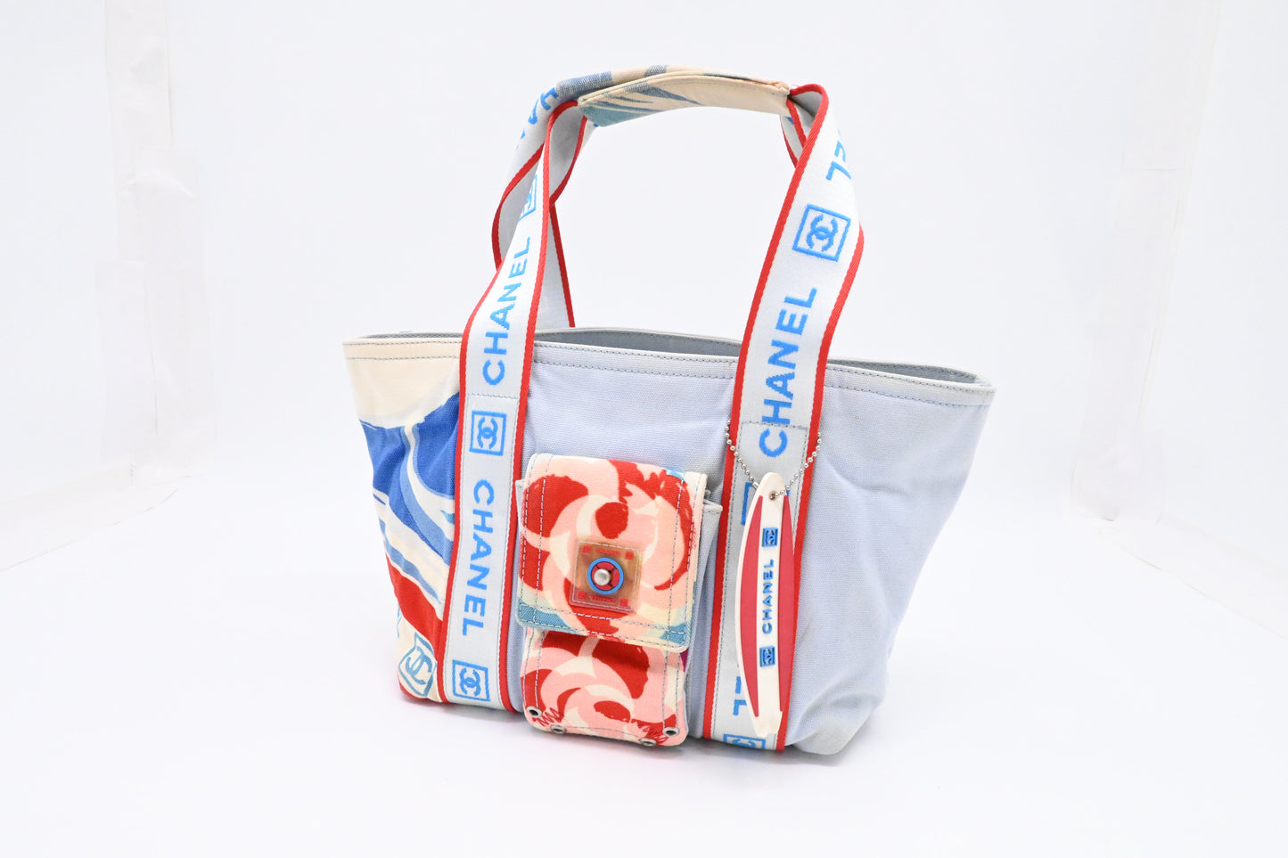 Chanel Small Surf Line Tote in Light Blue Canvas