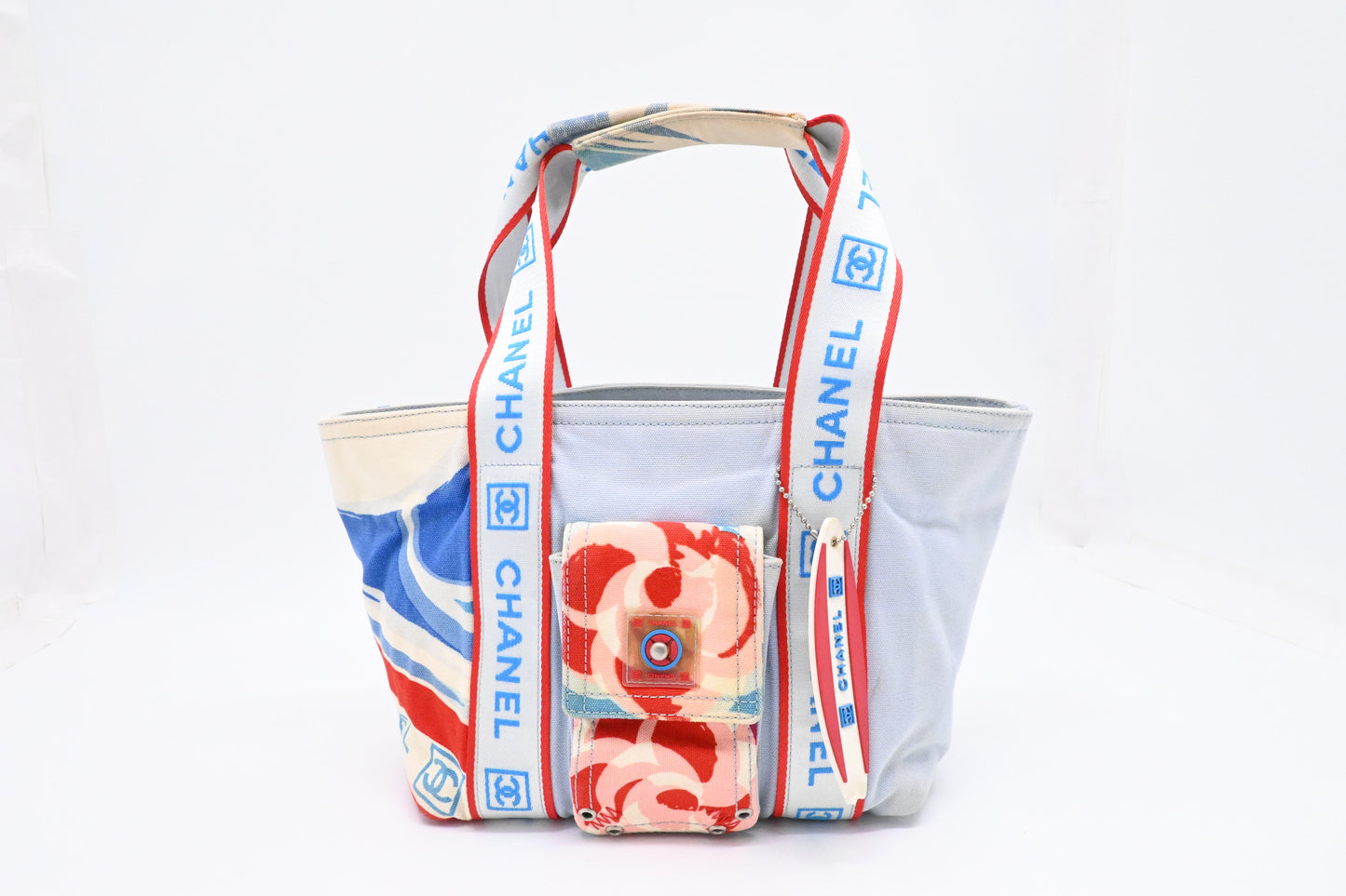 Chanel Small Surf Line Tote in Light Blue Canvas