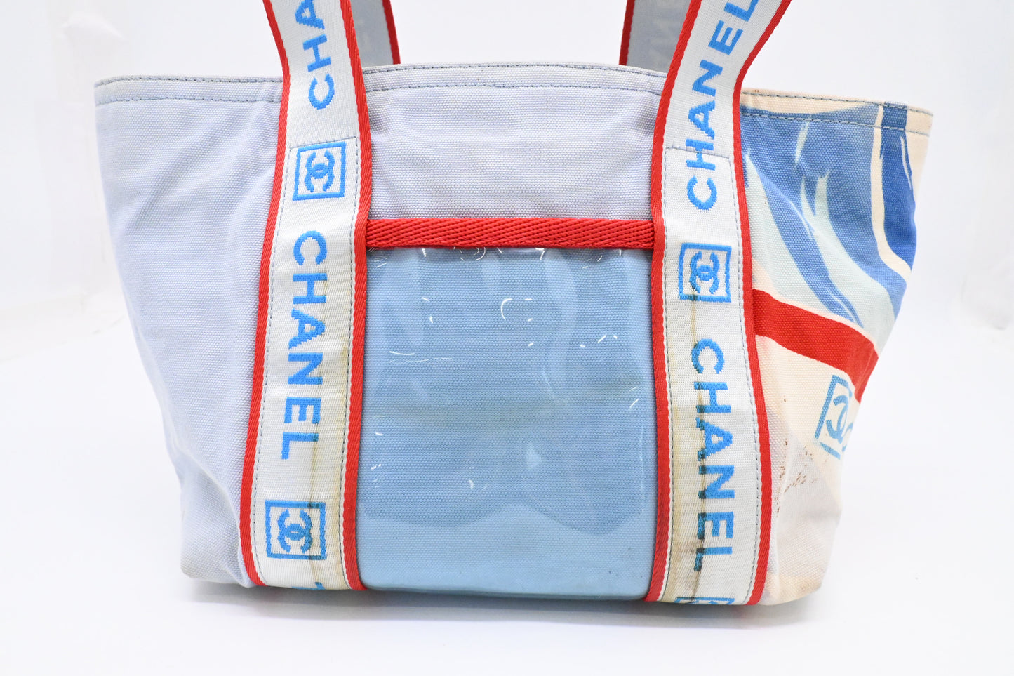 Chanel Small Surf Line Tote in Light Blue Canvas