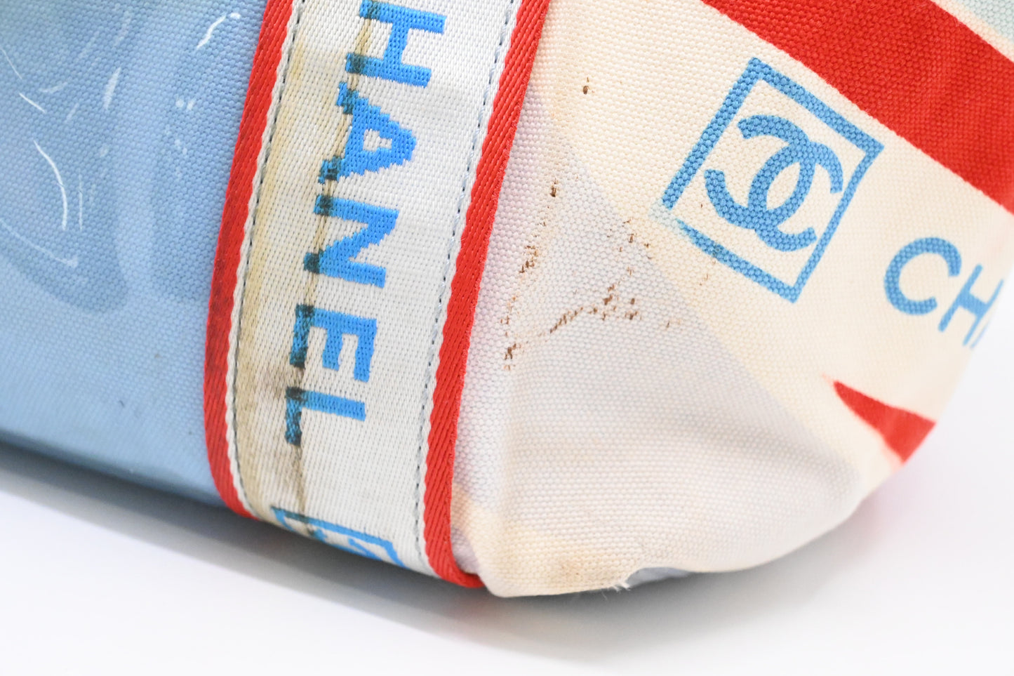 Chanel Small Surf Line Tote in Light Blue Canvas