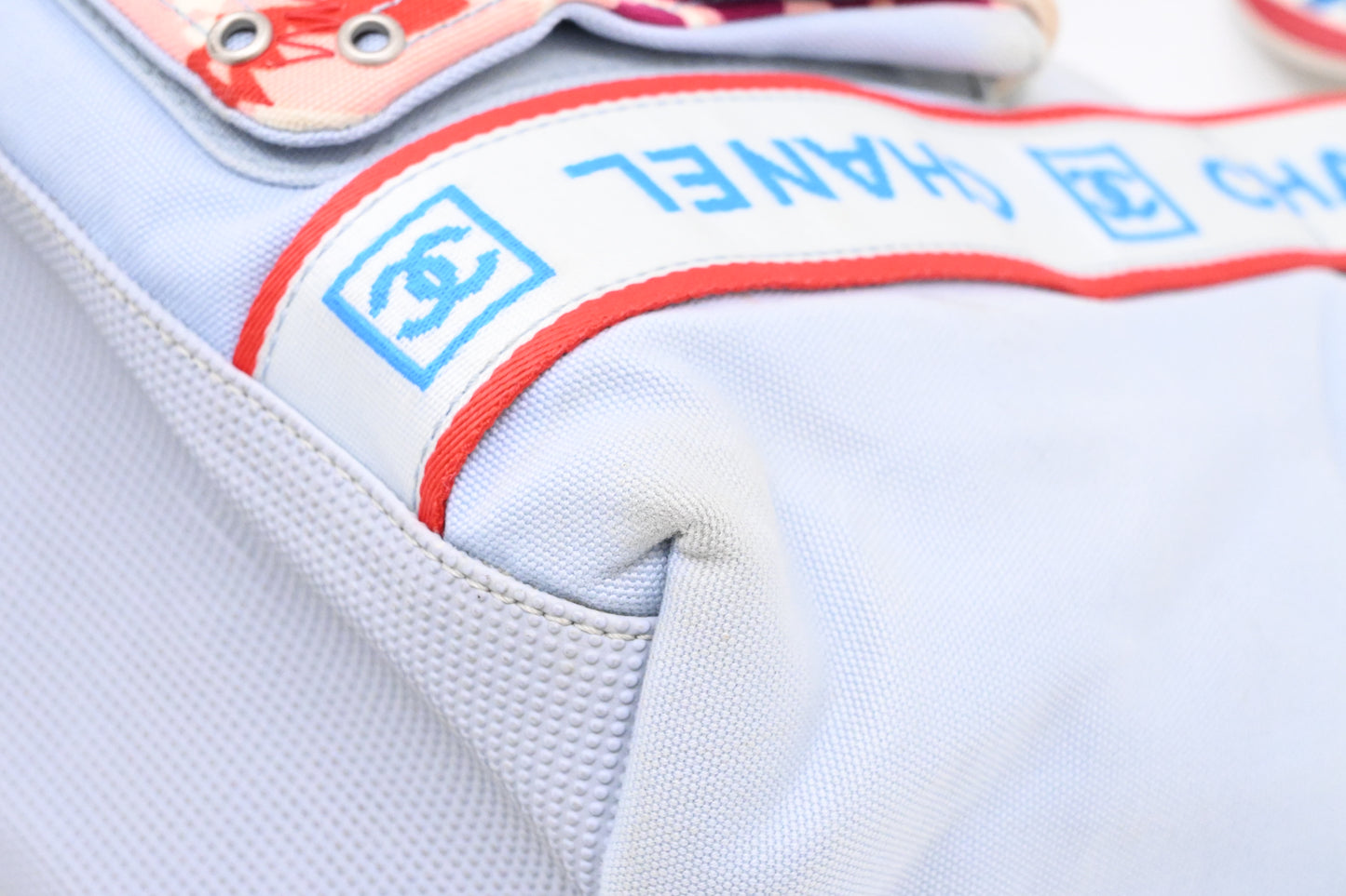 Chanel Small Surf Line Tote in Light Blue Canvas