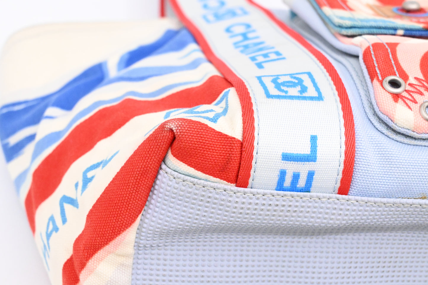 Chanel Small Surf Line Tote in Light Blue Canvas