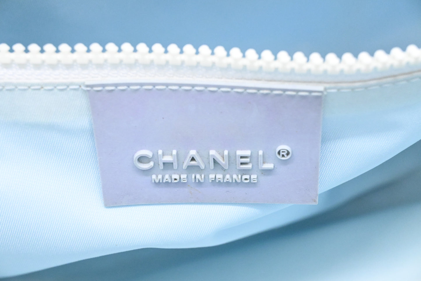Chanel Small Surf Line Tote in Light Blue Canvas