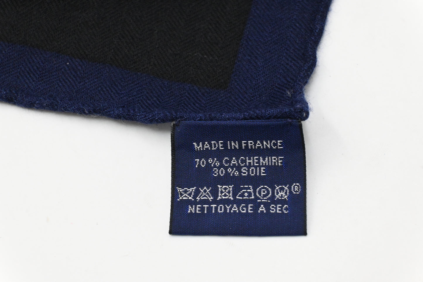 Hermes 'Parcours Sans Faute' Shawl 140 in Navy Blue Cashmere and Silk