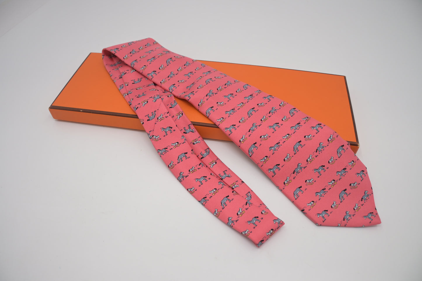 Hermes Tie in Pink Silk