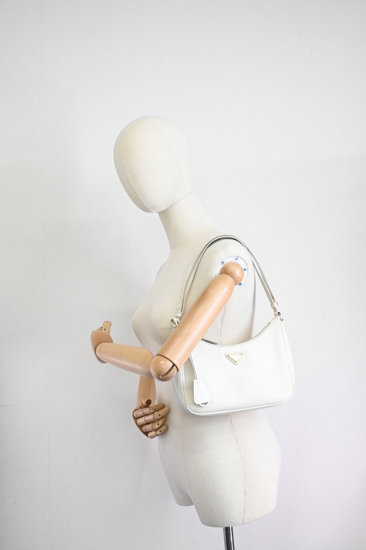 Prada Shoulder Bag in White Saffiano Leather