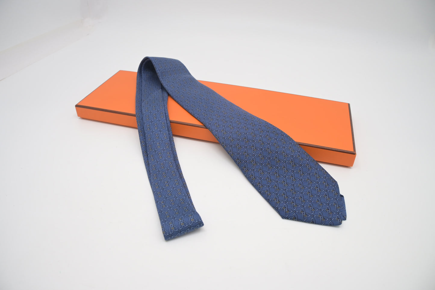 Hermes Tie in Blue Silk