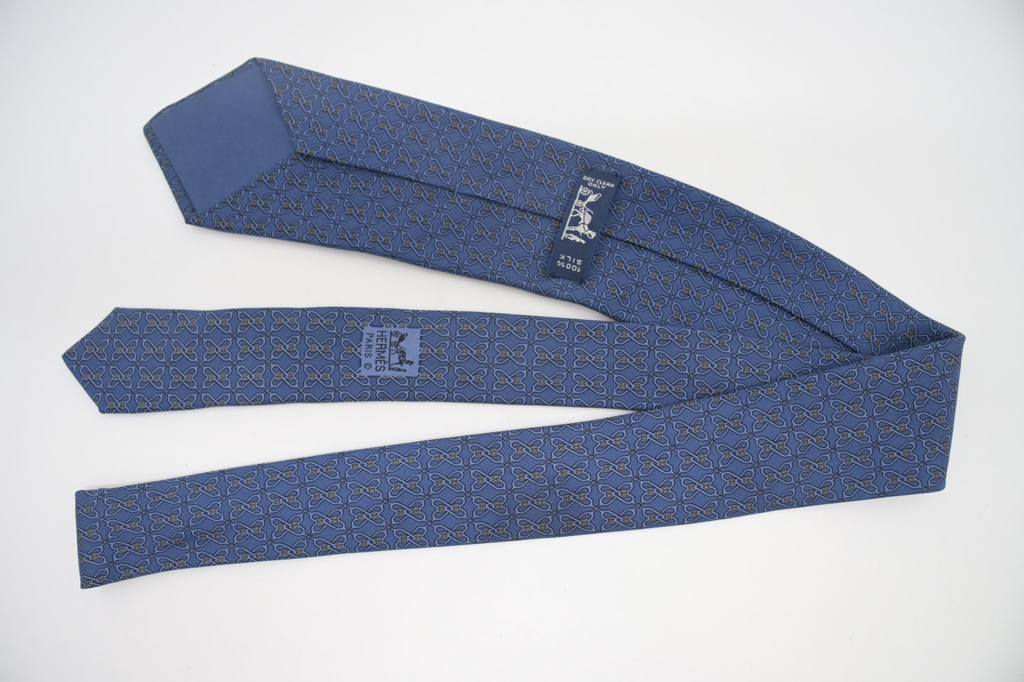 Hermes Tie in Blue Silk