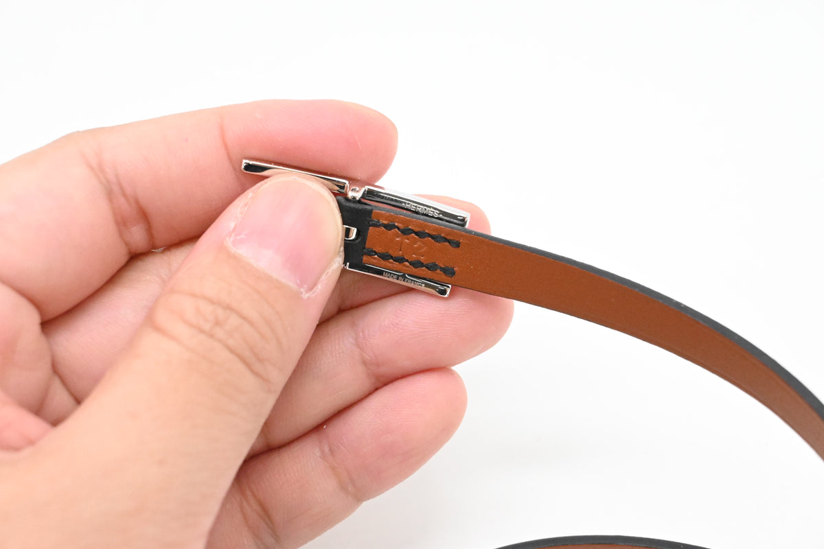 Hermes Double Bracelet in Black Leather
