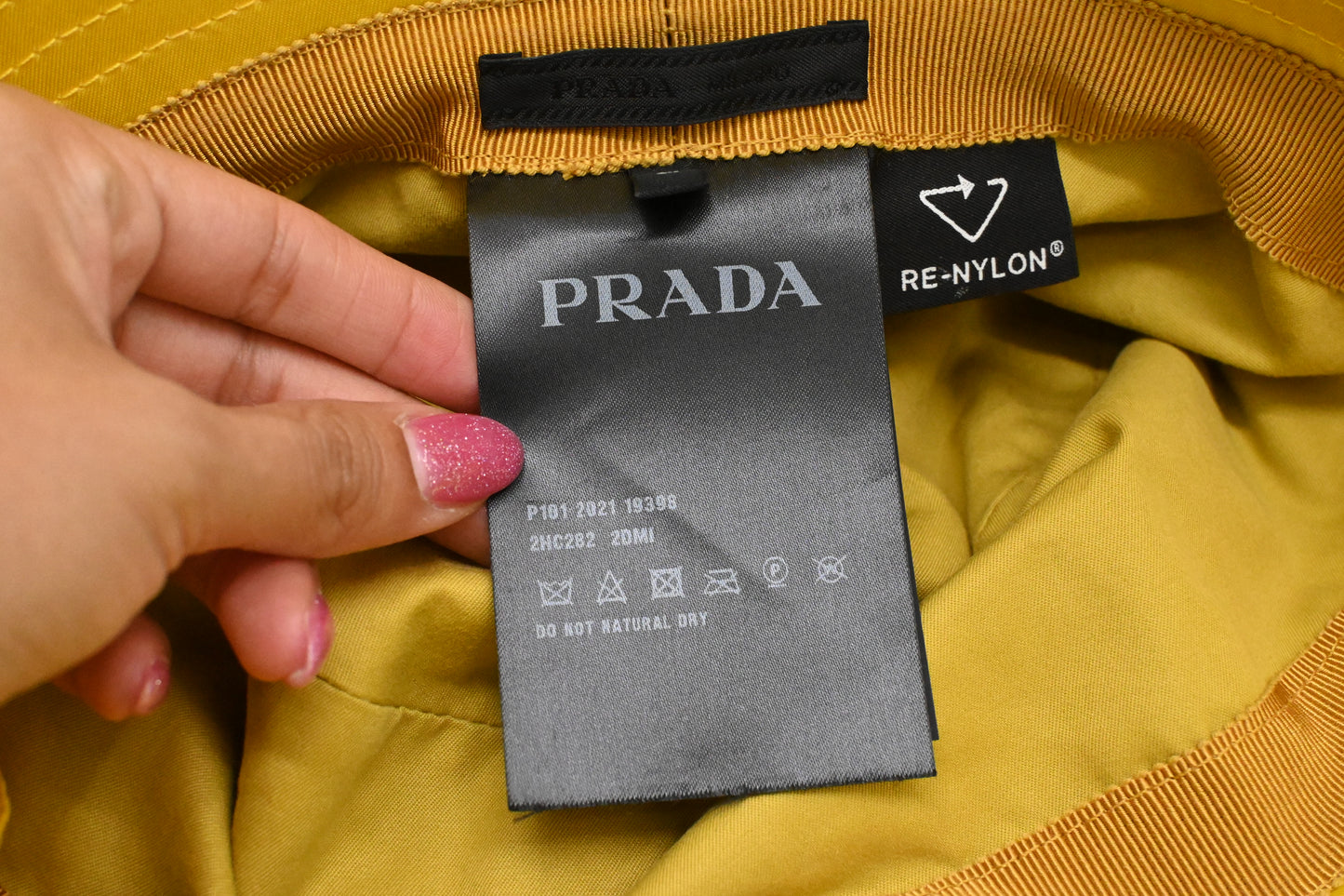 Prada Bucket Hat in Yellow Re-Nylon