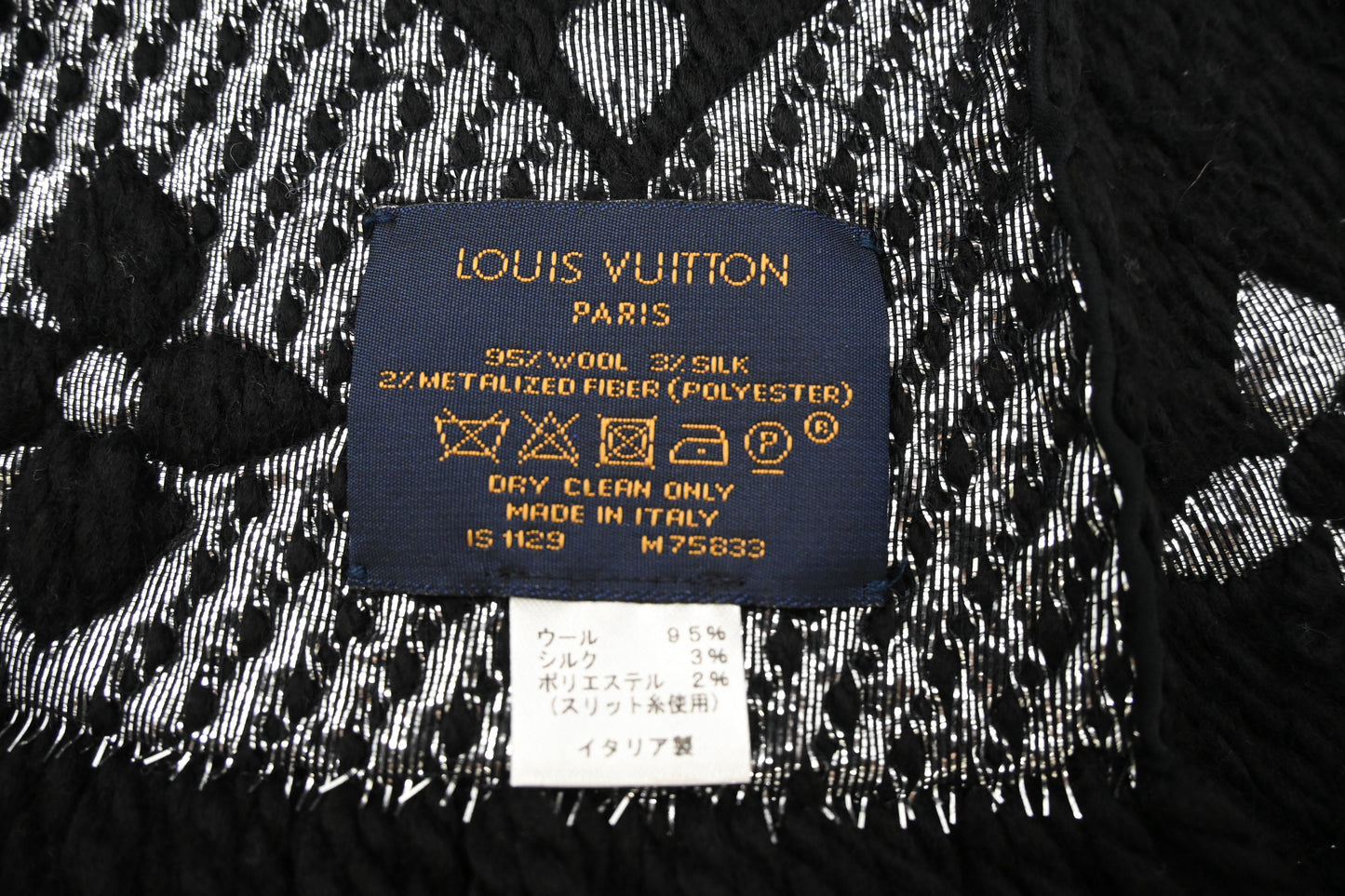 Louis Vuitton Metalized Scarf in Black Wool