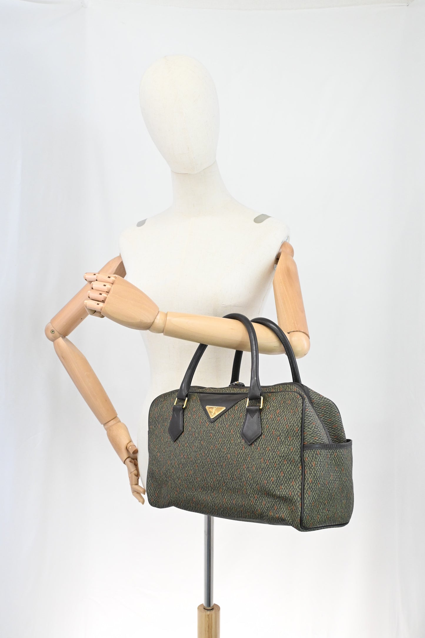 YSL Saint Laurent Handbag in Green Coated Canvas
