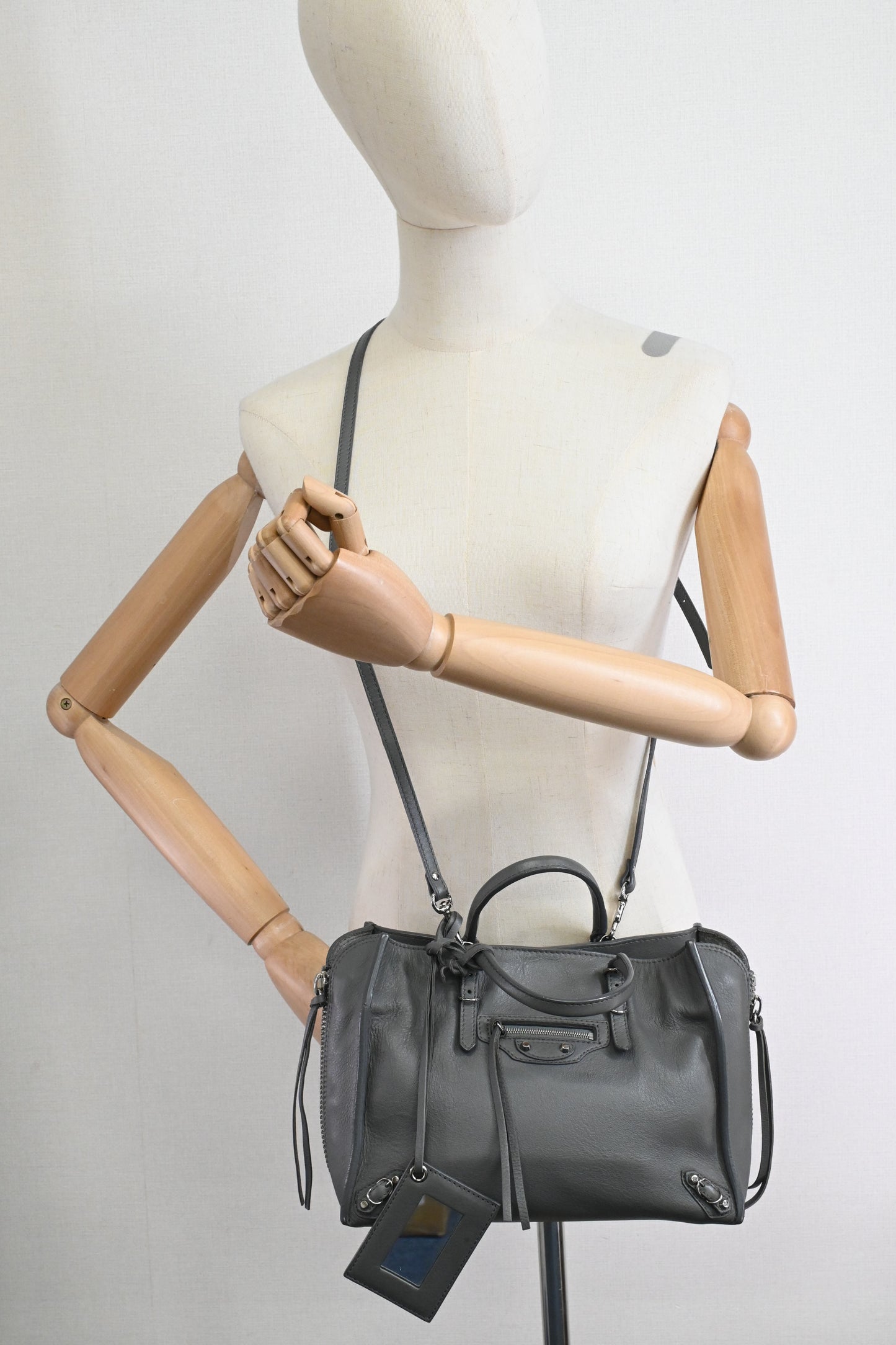 Balenciaga Paper A6 2way Bag in Grey Leather