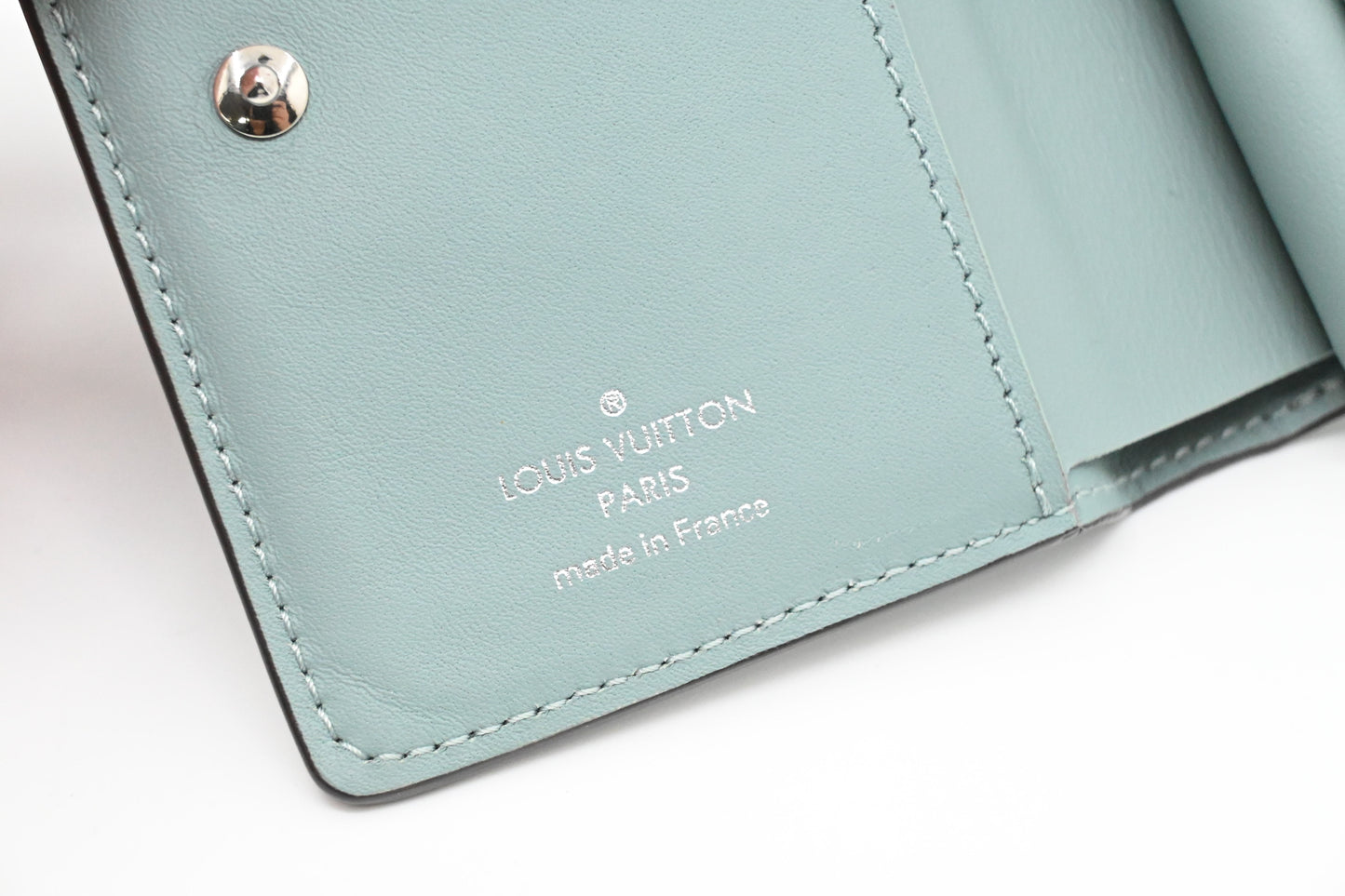 Louis Vuitton Clea Wallet in Light Blue Mahina Leather