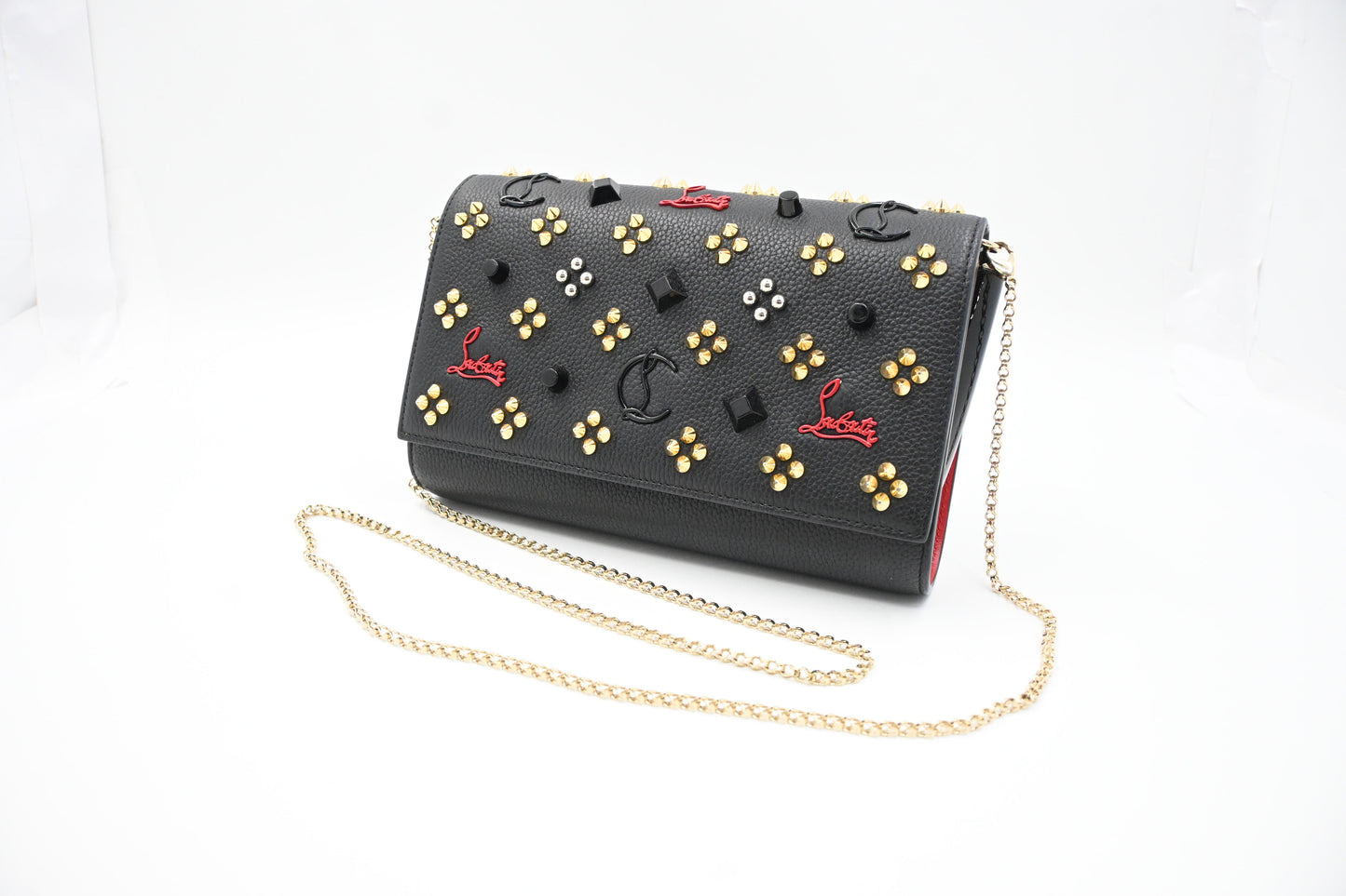 Louboutin Paloma Clutch in Black Loubinthesky Leather