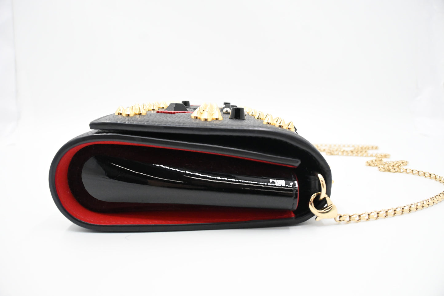 Louboutin Paloma Clutch in Black Loubinthesky Leather
