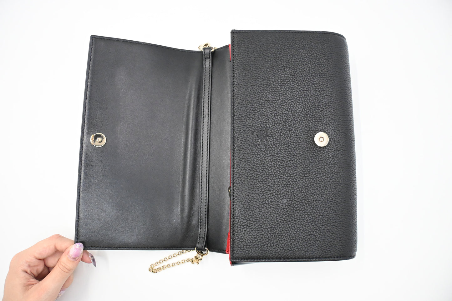 Louboutin Paloma Clutch in Black Loubinthesky Leather