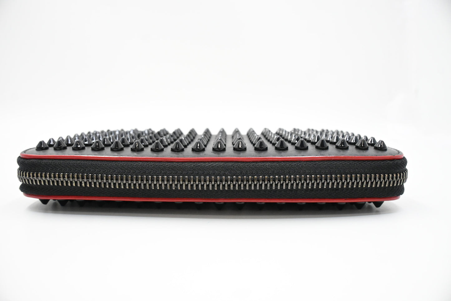 Louboutin Zippy Wallet in Black Spiked Leather