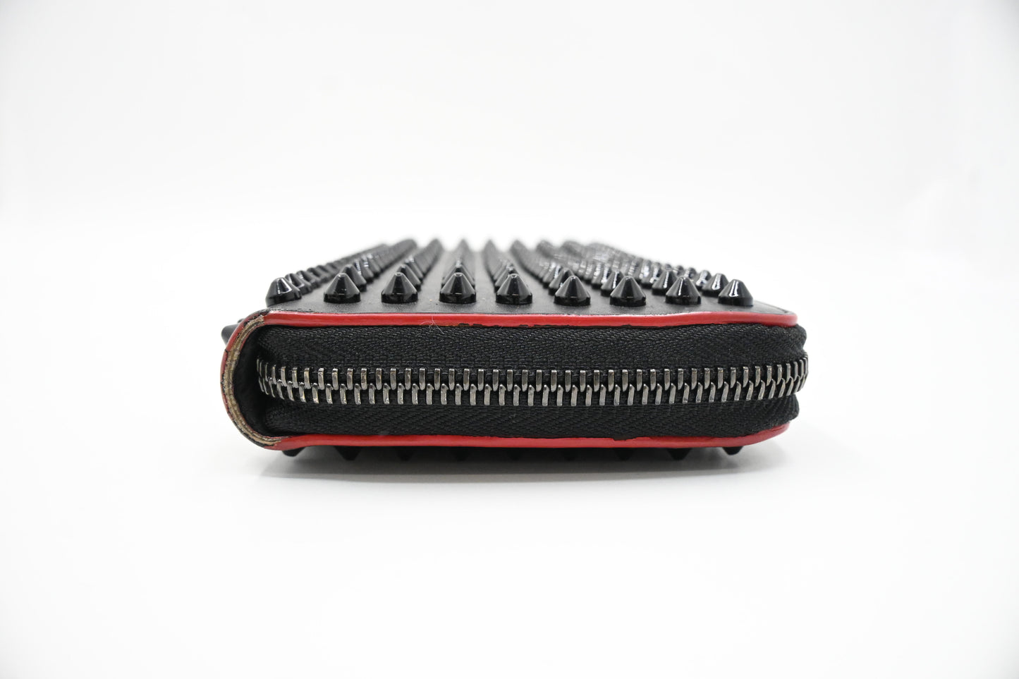 Louboutin Zippy Wallet in Black Spiked Leather
