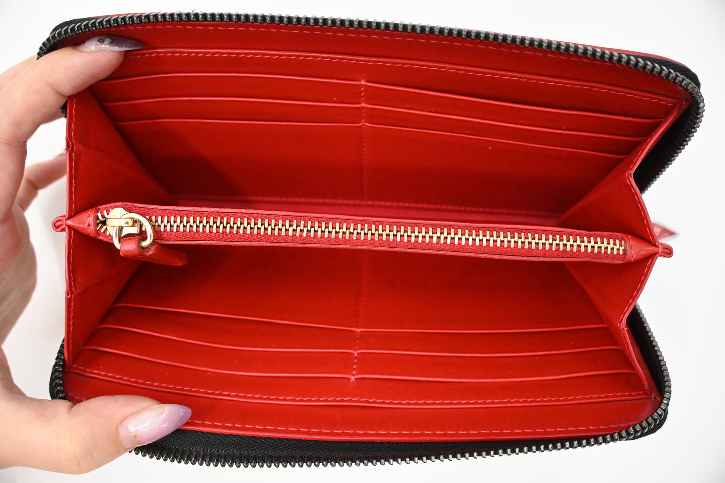 Louboutin Zippy Wallet in Black Spiked Leather