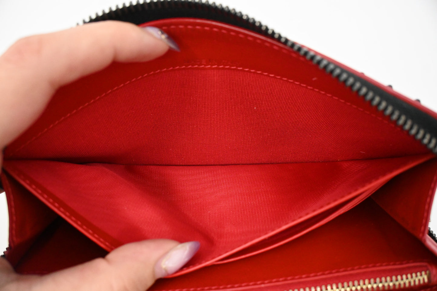Louboutin Zippy Wallet in Black Spiked Leather