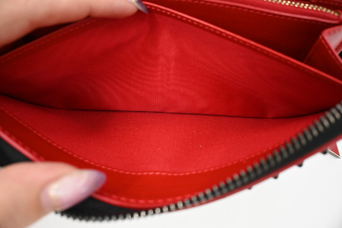 Louboutin Zippy Wallet in Black Spiked Leather
