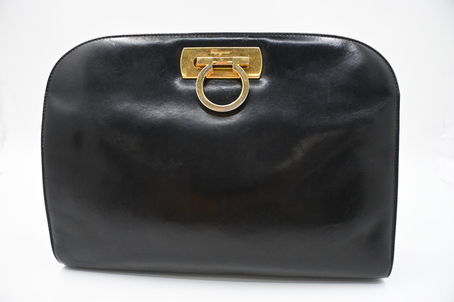 Ferragamo Chain Crossbody in Black Leather