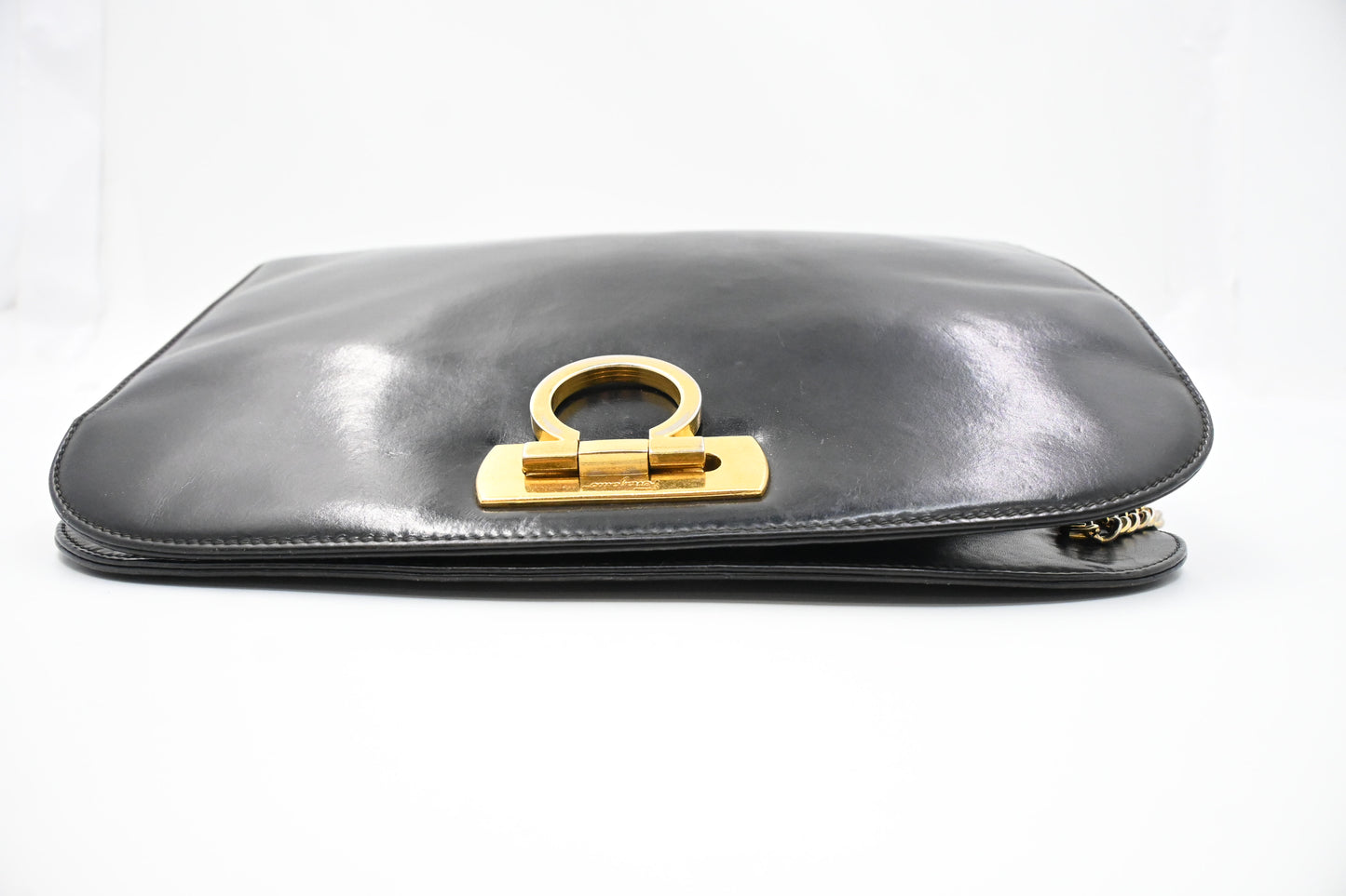 Ferragamo Chain Crossbody in Black Leather