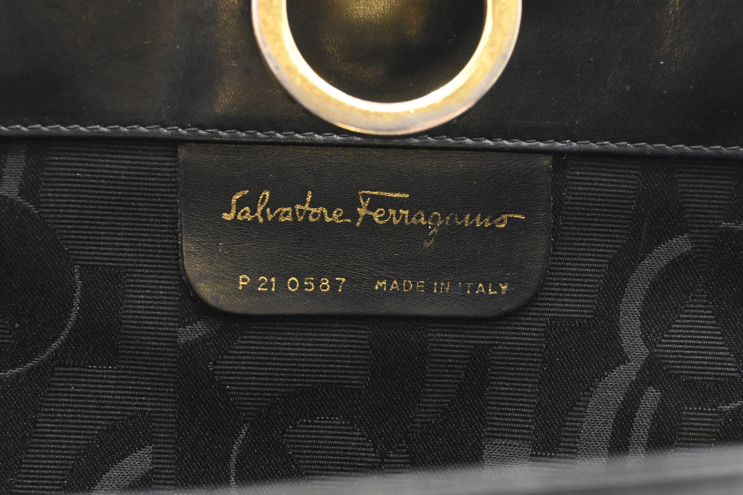 Ferragamo Chain Crossbody in Black Leather