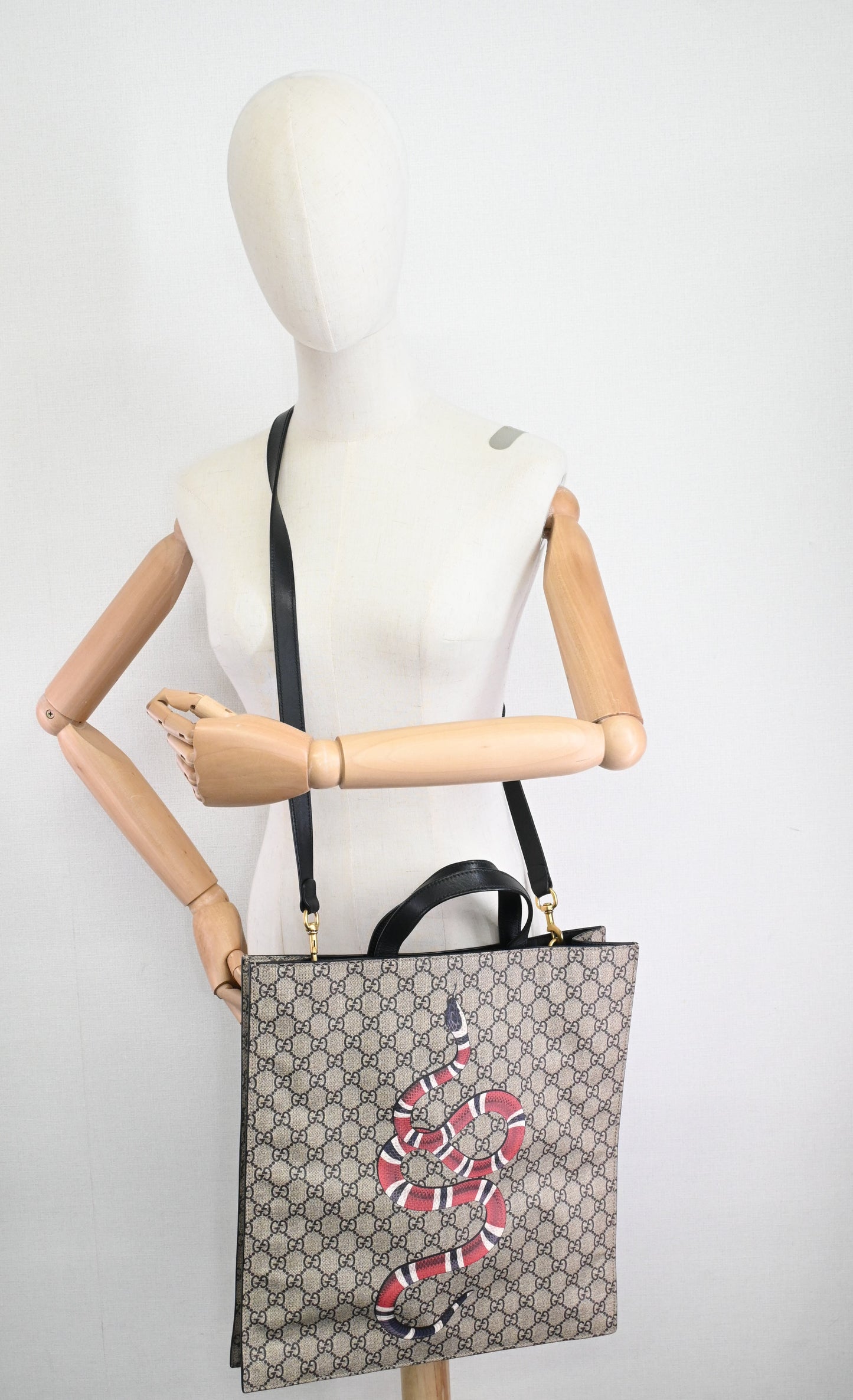 Gucci King Snake Tote in GG Supreme Canvas