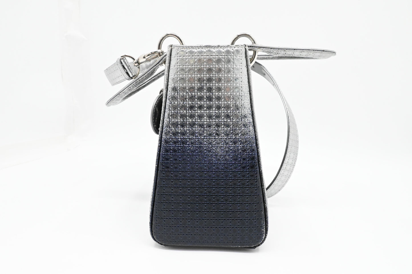 Dior Small Lady Dior in Gradient Silver Blue Leather