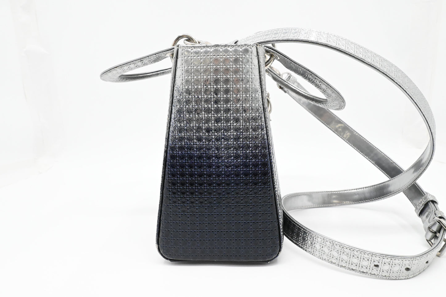 Dior Small Lady Dior in Gradient Silver Blue Leather