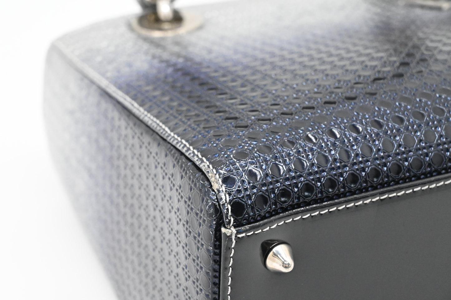 Dior Small Lady Dior in Gradient Silver Blue Leather