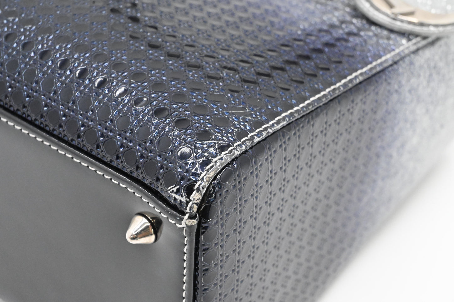 Dior Small Lady Dior in Gradient Silver Blue Leather