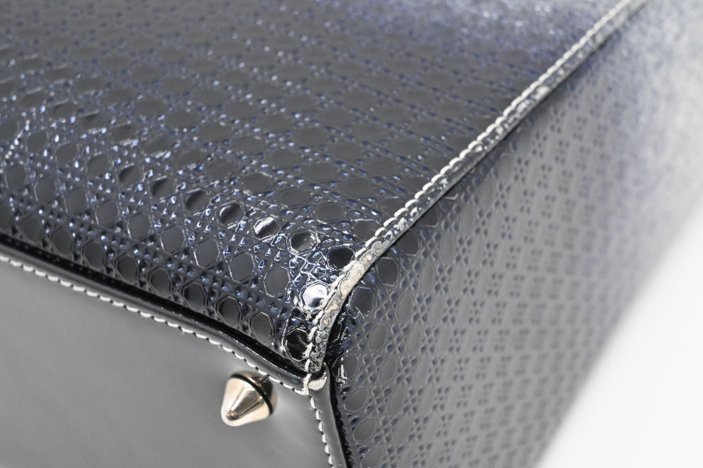Dior Small Lady Dior in Gradient Silver Blue Leather