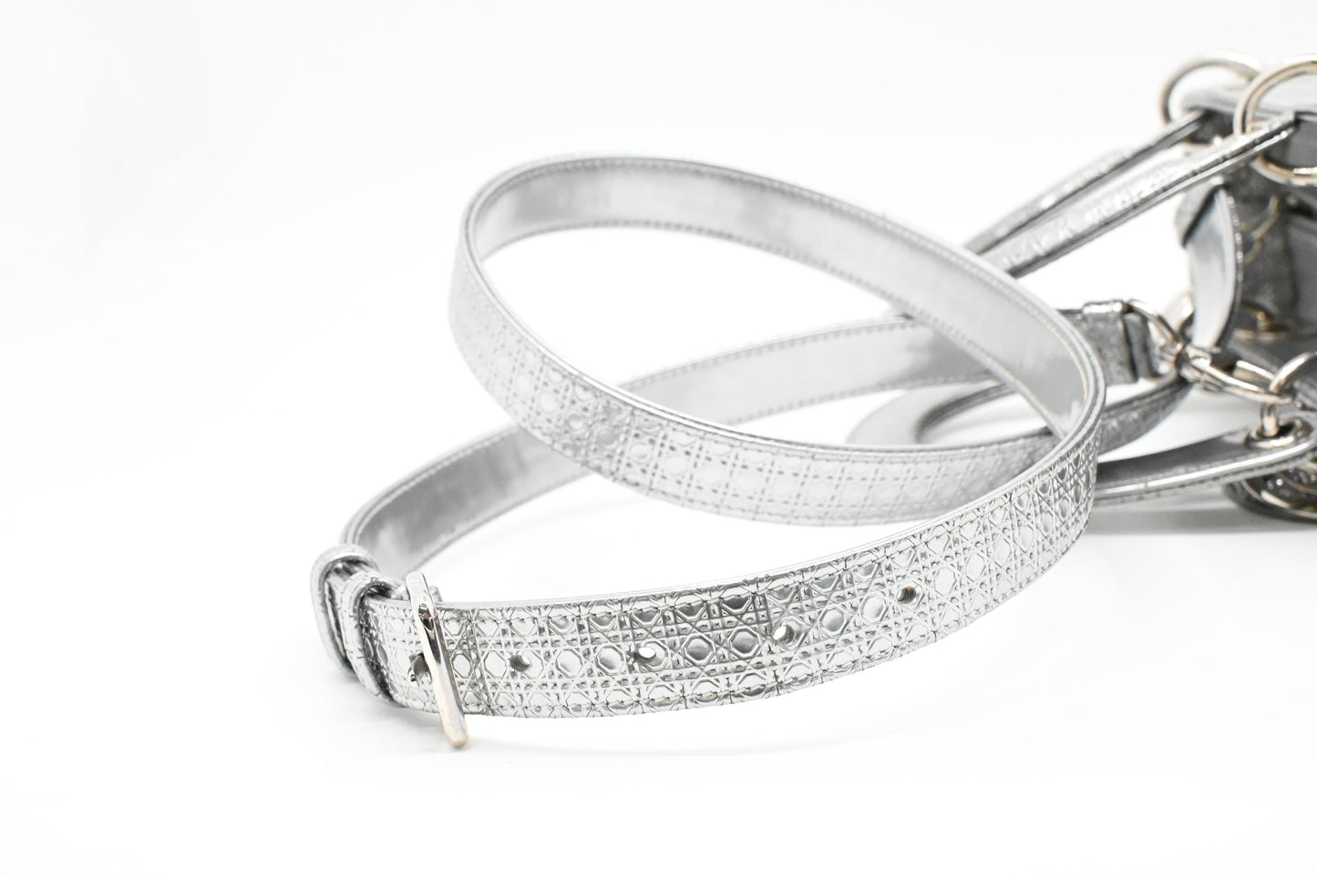Dior Small Lady Dior in Gradient Silver Blue Leather