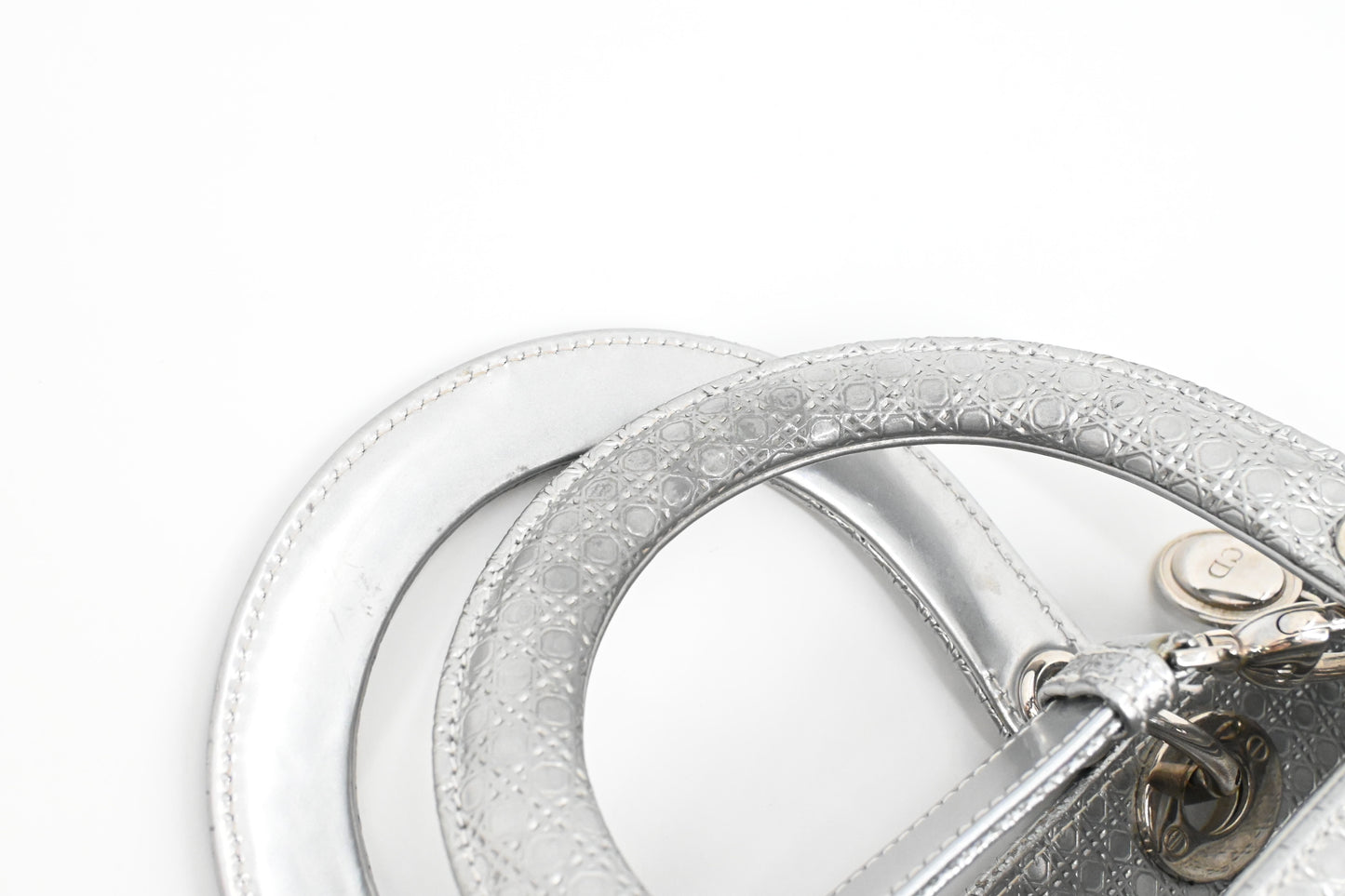 Dior Small Lady Dior in Gradient Silver Blue Leather