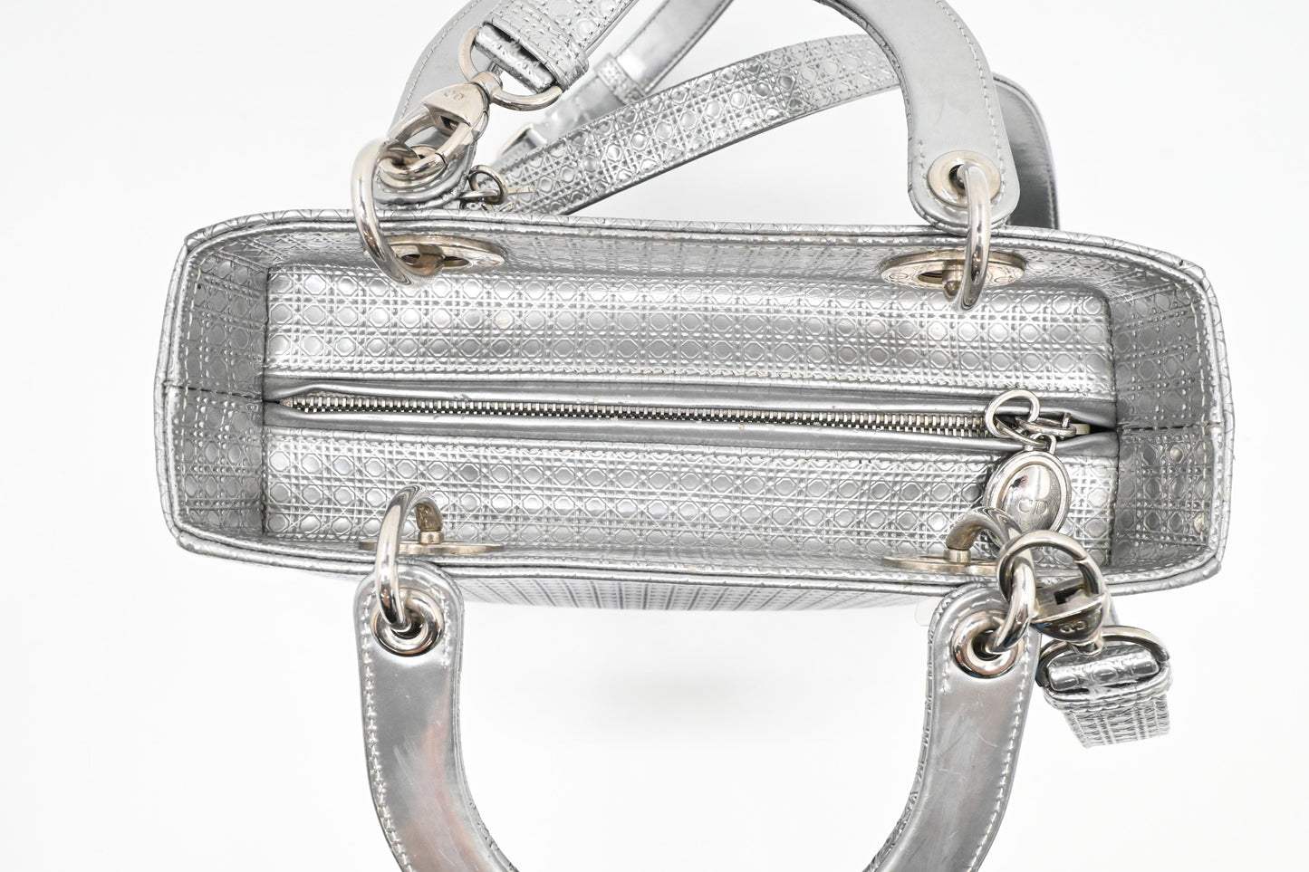 Dior Small Lady Dior in Gradient Silver Blue Leather