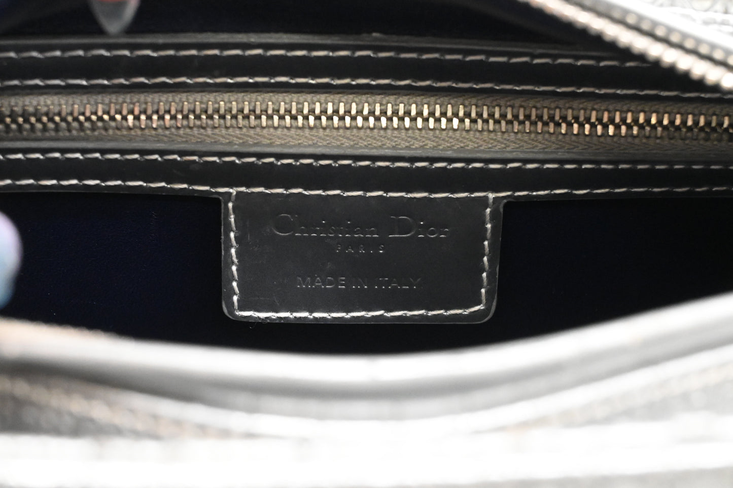 Dior Small Lady Dior in Gradient Silver Blue Leather