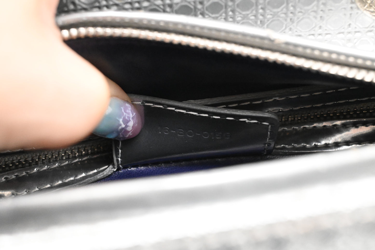 Dior Small Lady Dior in Gradient Silver Blue Leather