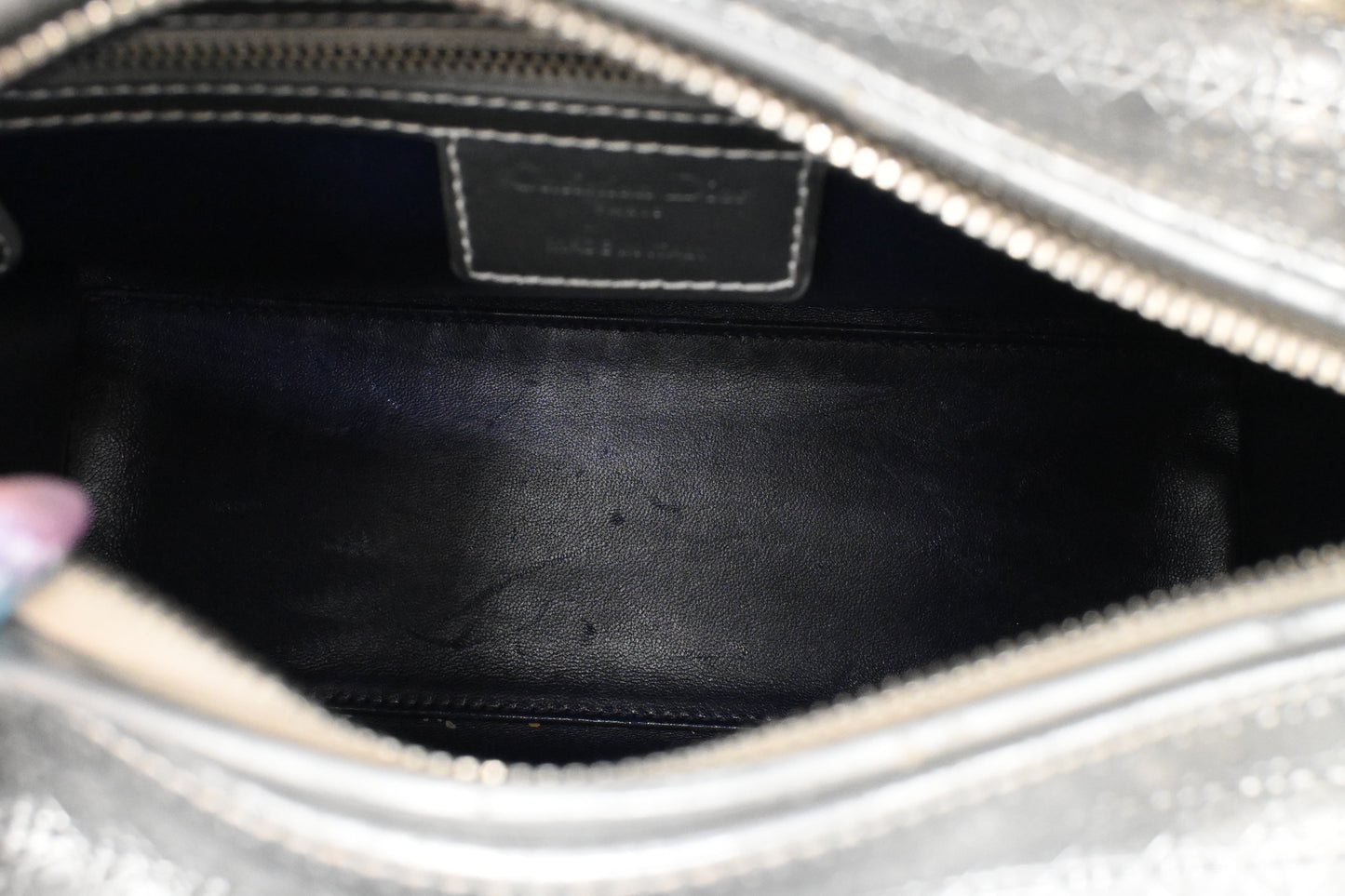 Dior Small Lady Dior in Gradient Silver Blue Leather