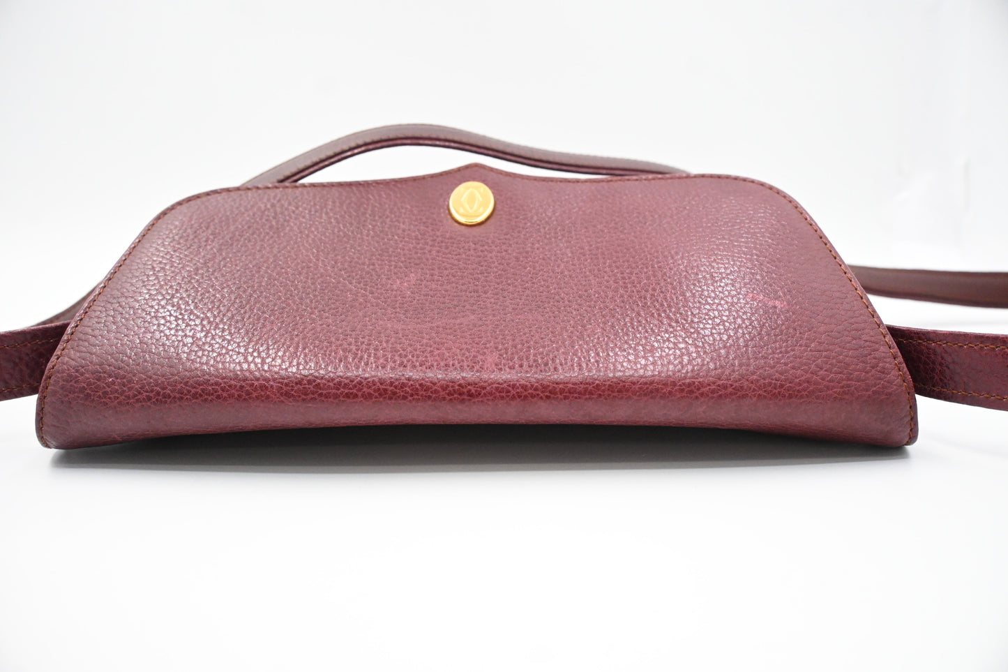 Cartier Flap Shoulder Bag in Burgundy Leather