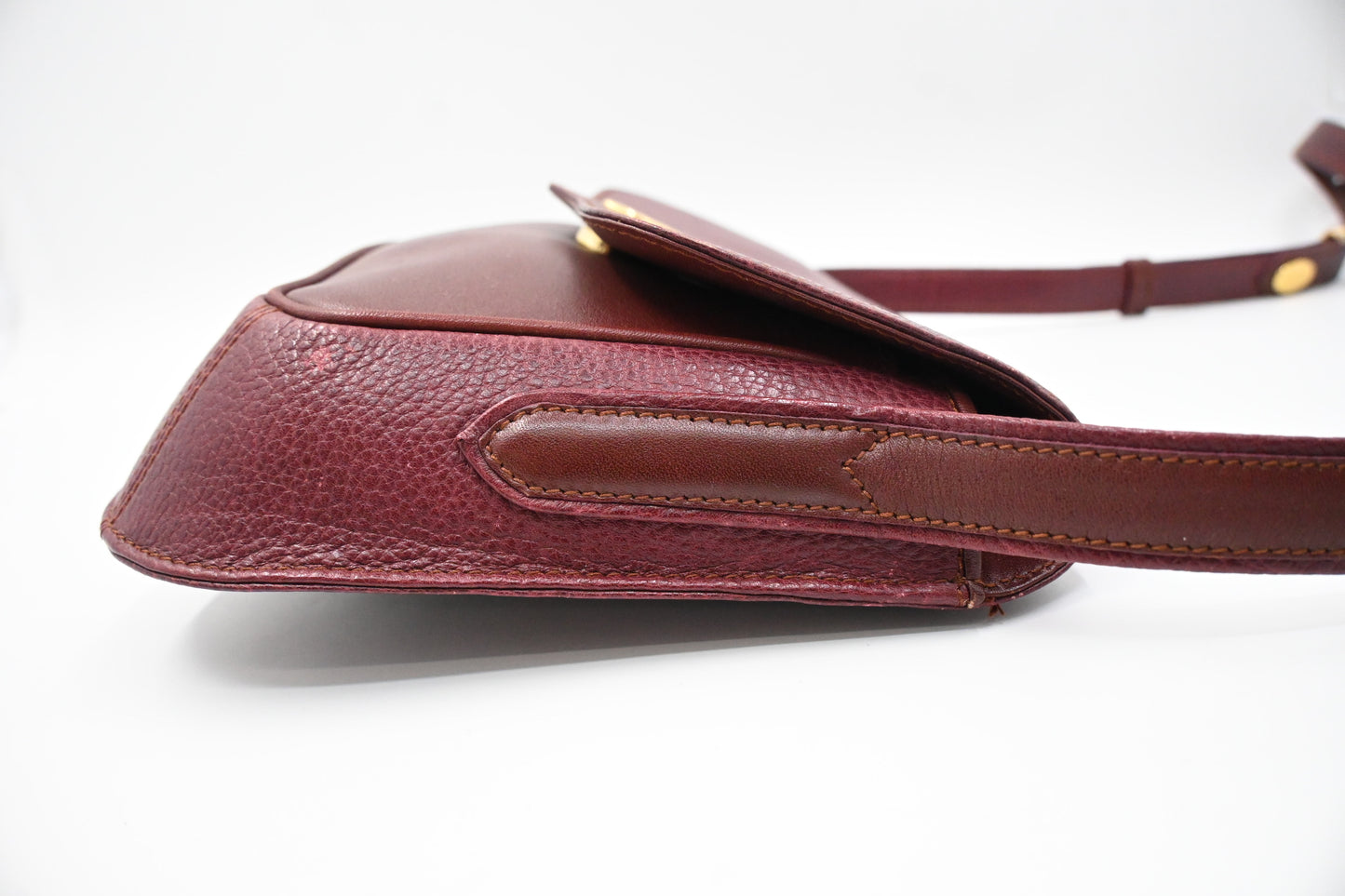 Cartier Flap Shoulder Bag in Burgundy Leather